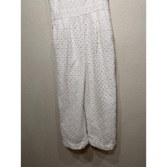 J. Crew White Eyelet Flutter Sleeve Cropped Jumpsuit Pants Size 4 - Picture 5 of 9